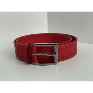Louis Vuitton Damier Infini Ceinture Belt Red Leather Silver Hardware M9122